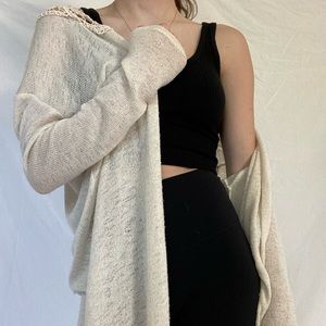 Vintage cream cardigan sweater with lace design small